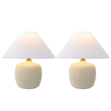 Delphi 18.25" Minimalist Scandinavian Resin/Iron LED Table Lamp - JONATHAN Y
